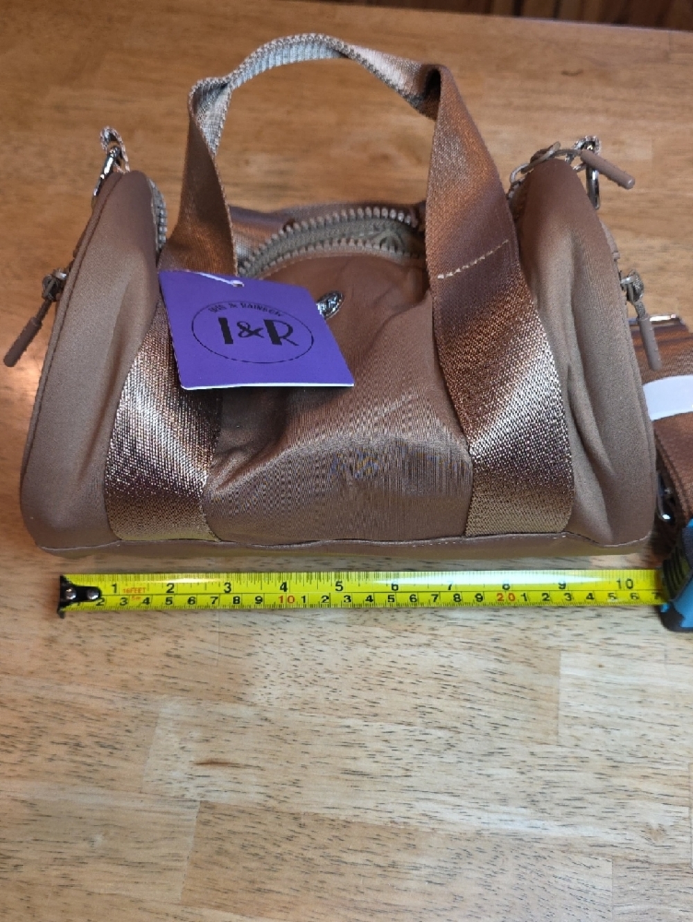 Iris & Rainbow Metallic Bronze Women's Crossbody Duffel Bag - Picture 8 of 10